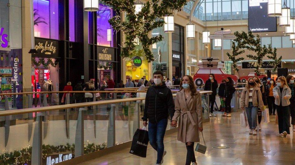 Shoppers in Cardiff