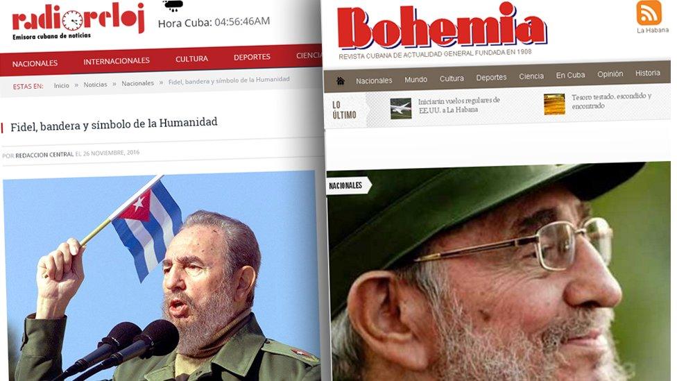 Screengrabs from Cuban news websites