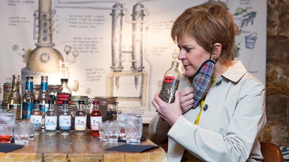 Nicola Sturgeon at the Edinburgh Gin Distillery