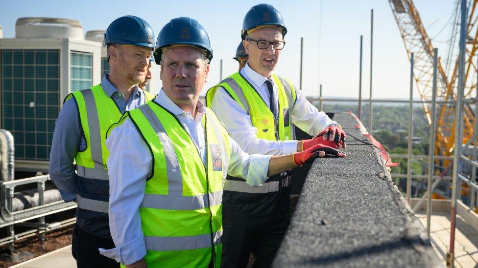 Sir Keir Starmer visits a housing development in Walthamstow, London, in August 2022