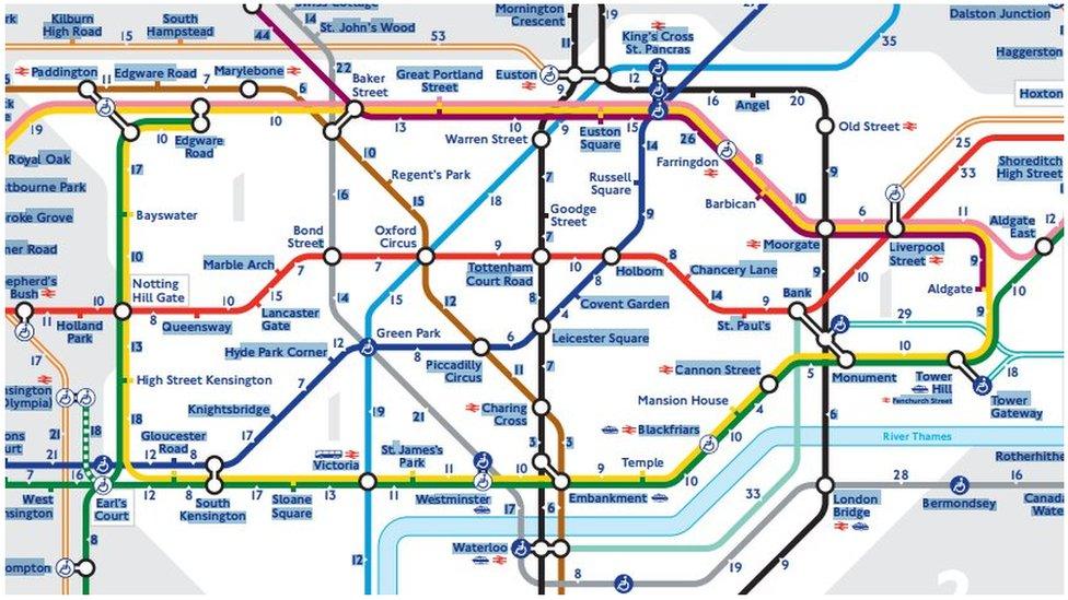 Walking times between tube stations