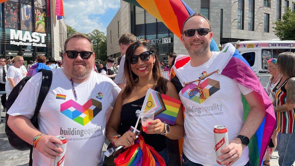 Kevin Richards, Mel Collier and Chris Scarr are work colleagues attending the event together