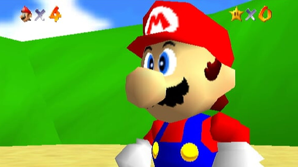 Mario as he appears in Super Mario 64