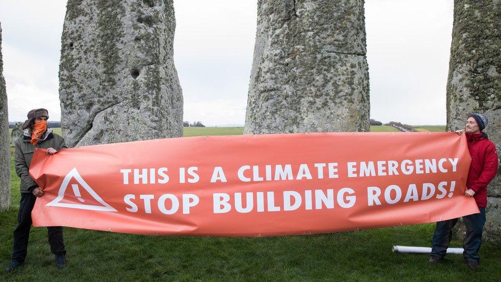 Anti tunnel protest at Stonehenge