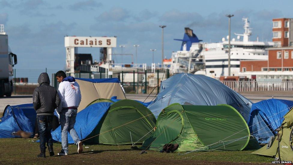 Makeshift camp in Calais