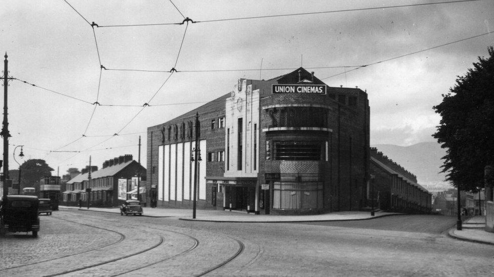 Black and white photo of the Strand cinema in 1935