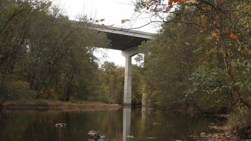 The Wanaque River flows under The Crescent Bridge and Interstate 287 in Wanaque, N.J, Tuesday, Oct. 25, 2016