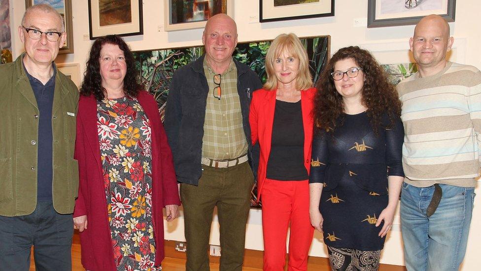 (L-R) Colin Murphy, Alice Wyatt, Thomas McNeill, Amy Wyatt, documentary producer Hilary Fennell and Stephen Greer