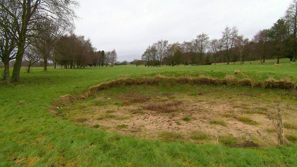 Bunker filled with grass