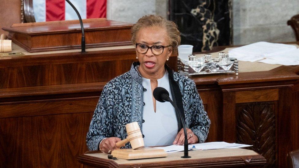 House Clerk Cheryl Johnson gavels the House to order before the start of the 4th failed attempt to elect a speaker on Wednesday, January 4, 2023