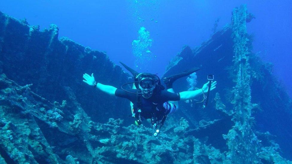 Man diving in the sea