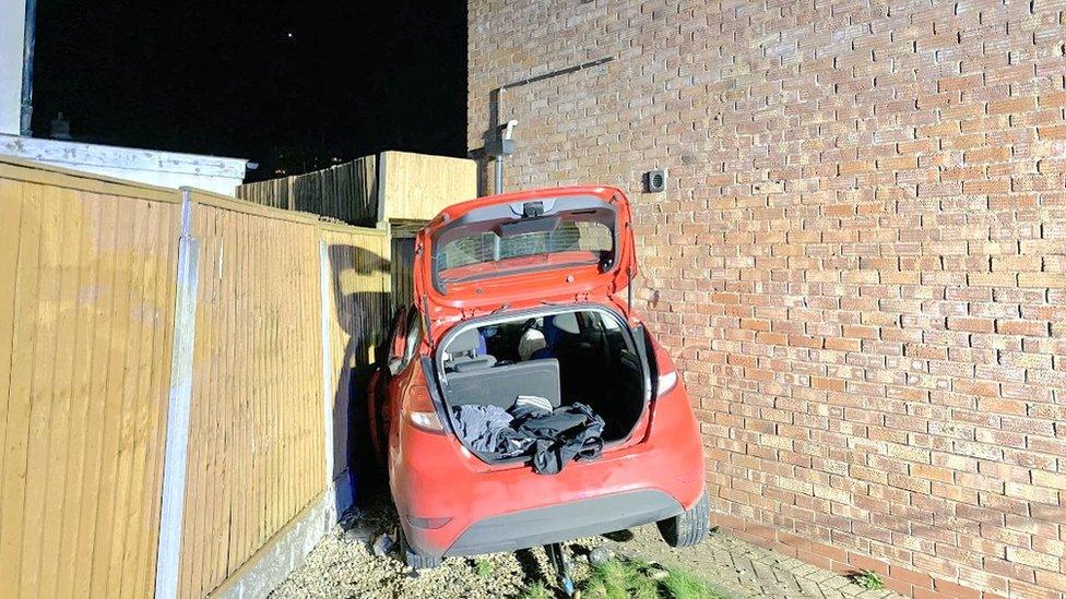 The car crashed into the Northfield house