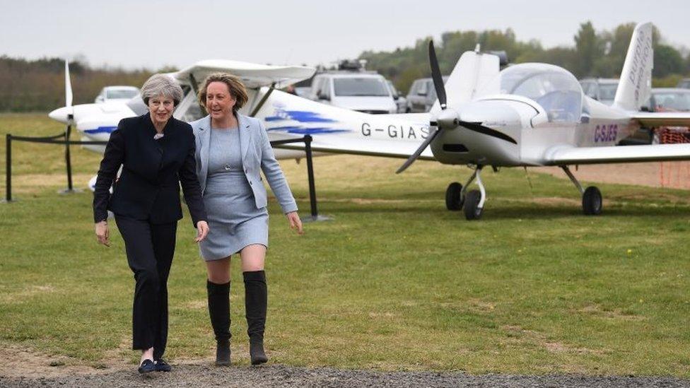 Theresa May with Tory candidate Anne-Marie Trevelyan