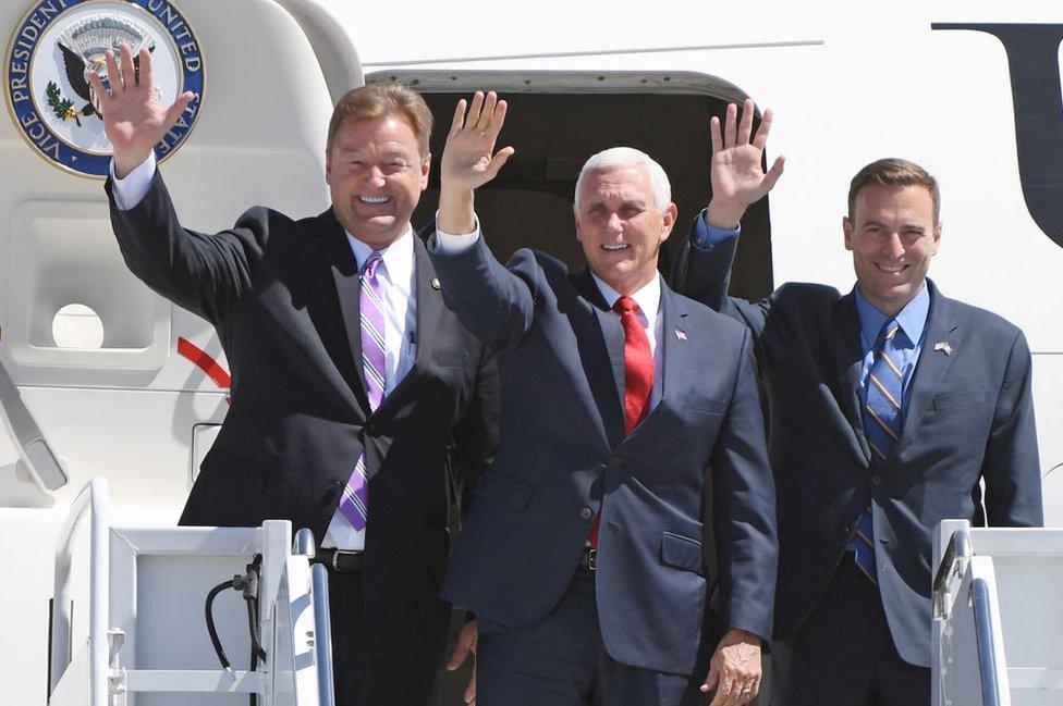 Mr Laxalt (right) with Vice-president Mike Pence and Nevada Senator Dean Heller