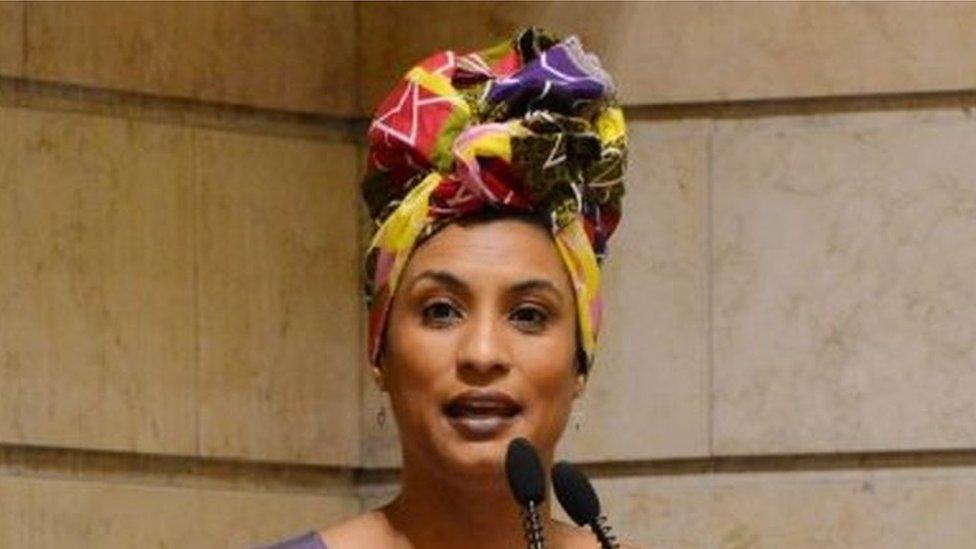 This handout photo released on March 16, 2018, by Rio de Janeiro's Municipal Chamber shows Marielle Franco leading a session at the Municipal Chamber in Rio de Janeiro, Brazil on November 28, 2017.