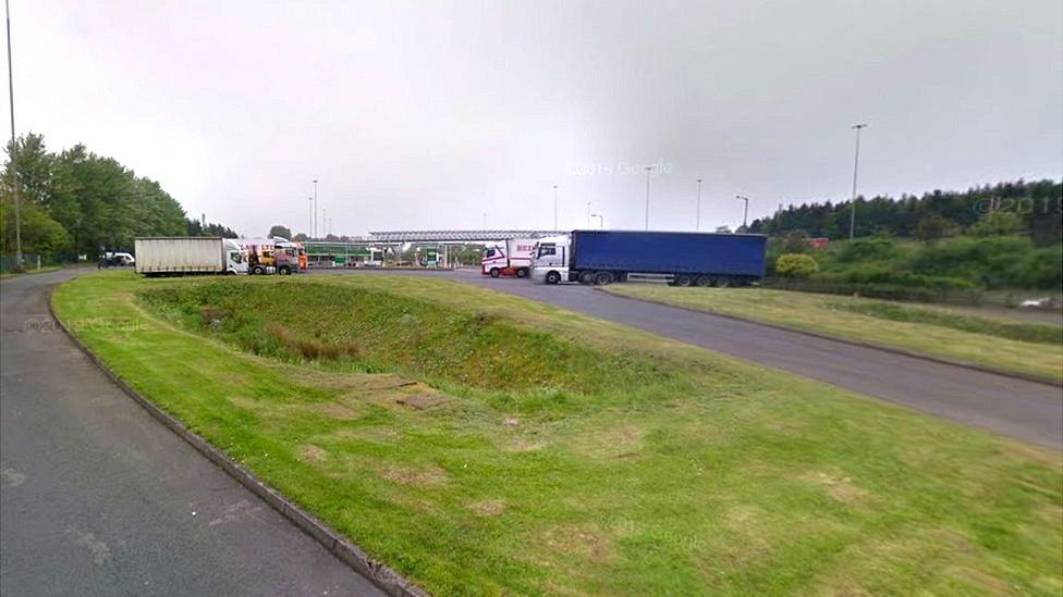 Lorry park at Harthill Services