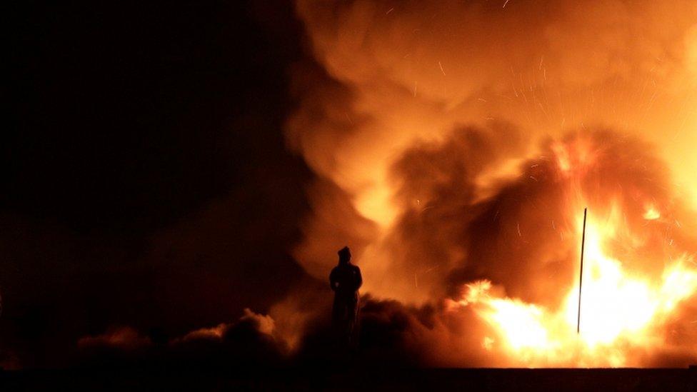 A fire burns at the National Museum of Brazil in Rio de Janeiro, Brazil on 2 September 2018.