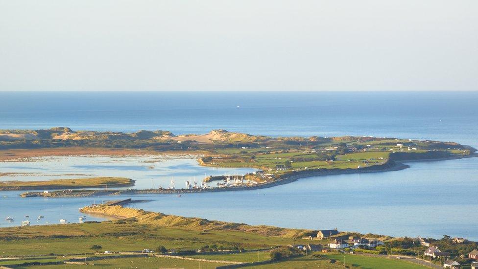 Mochras, known as Shell Island, near Llanbedr