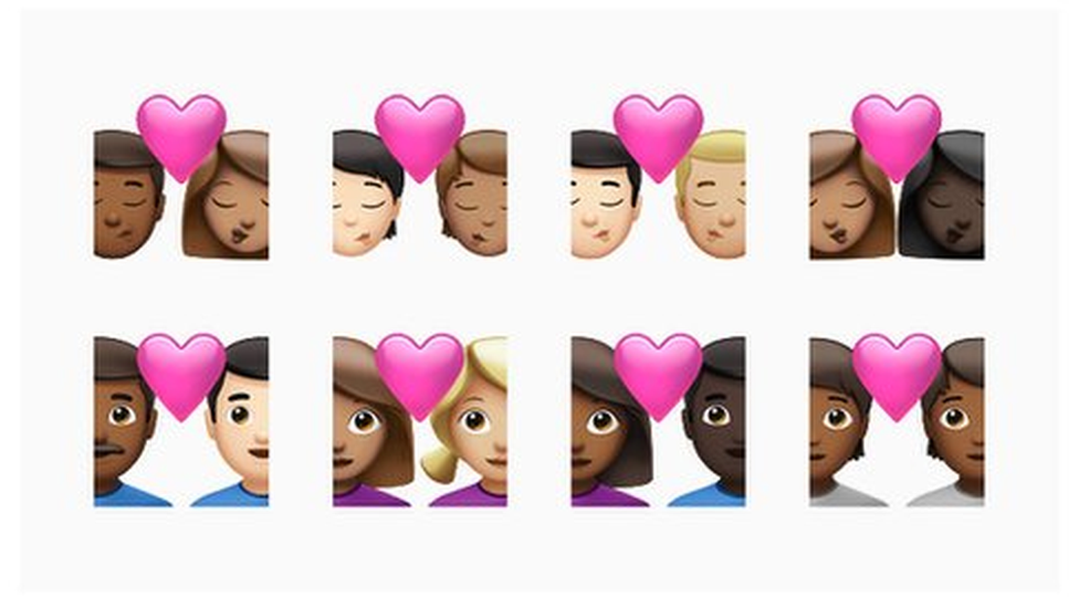 Emoji couples with different skin tones