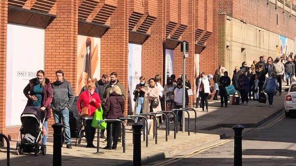 Queue outside Debenhams in Ipswich