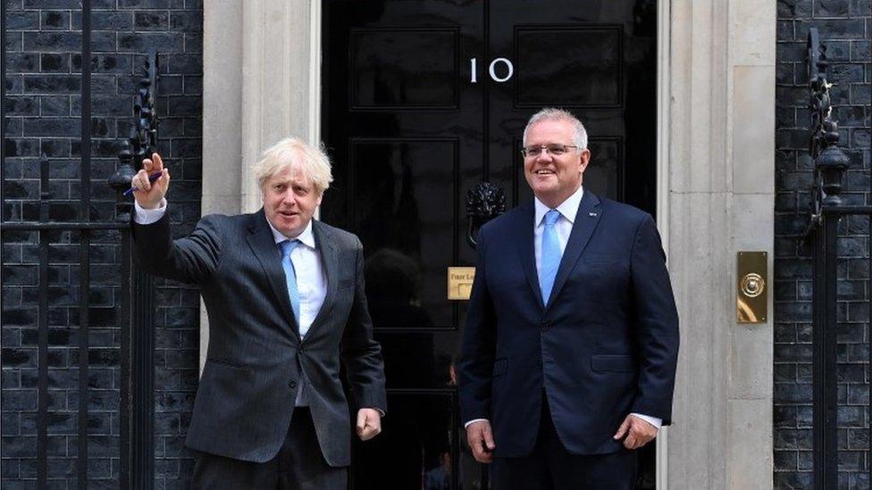 Scott Morrison and Boris Johnson