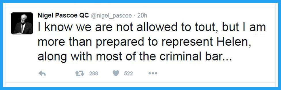 Tweet from Nigel Pascoe QC