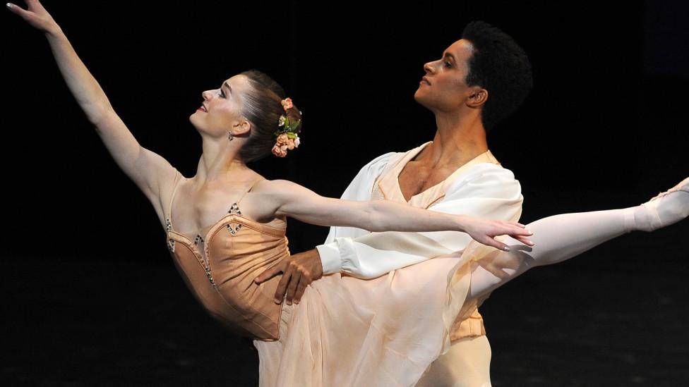 Marcelino Sambe and Anna Rose O' Sullivan in The Royal Ballet's production of Tchaikovsky Pas de Deux at The Royal Opera House last month