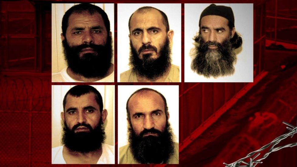 Top, left to right: Mohammad Fazl, Mohammad Nabi Omari and Mullah Norullah Noori. Bottom left to right: Abdul Haq Wasiq and Khairullah Khairkhwa