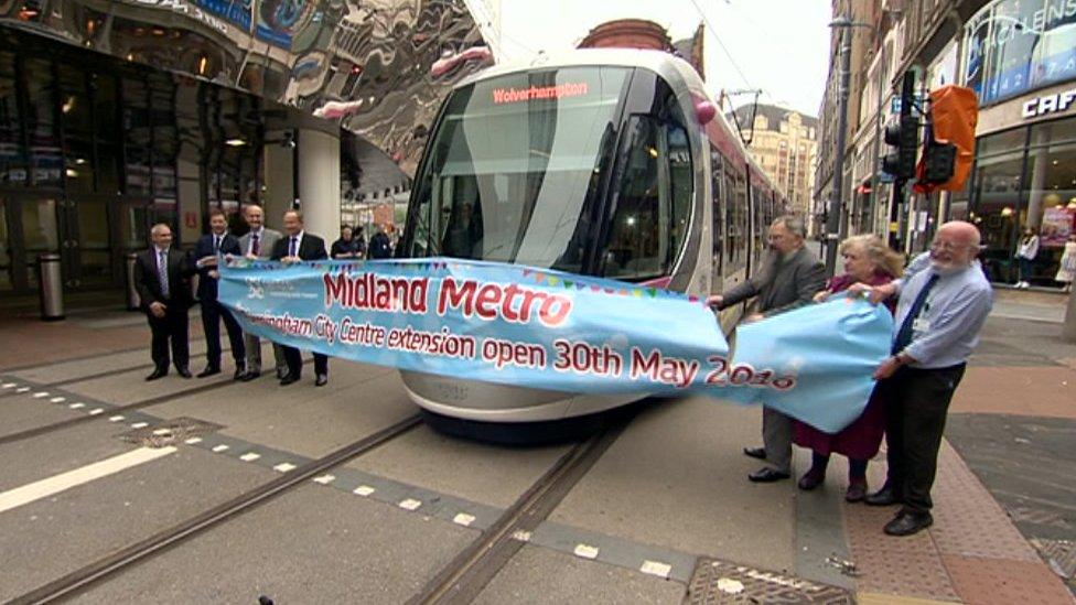 Tram launched from New Street Station