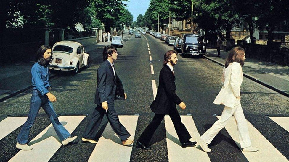 Detail of cover of Abbey Road album