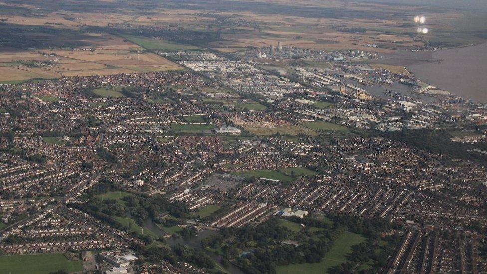 Aerial view of Hull's East Park and Docks