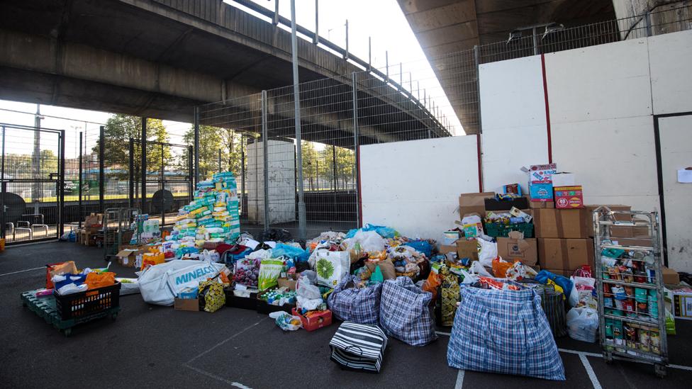 Donations left for Grenfell Tower survivors in the hours after the fire