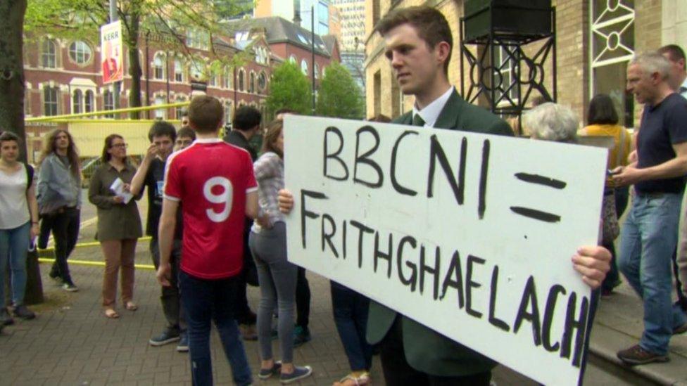 Cónall Ó Corra outside the BBC's Broadcasting House