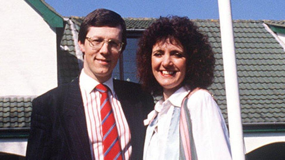 Peter and Iris Robinson outside their family home in 1998