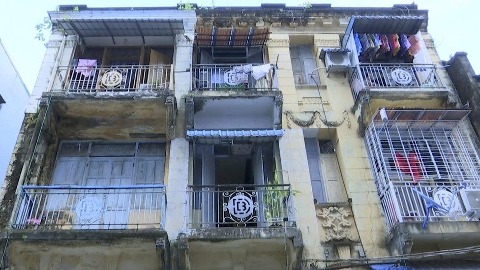 Outside of the apartment building in Yangon where Harris Binotti lived