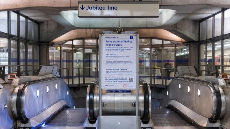 Empty Tube escalators