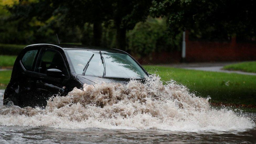 A car in flood water