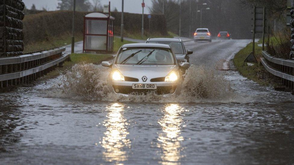 Flooding on Garrioch Road in Dumfries