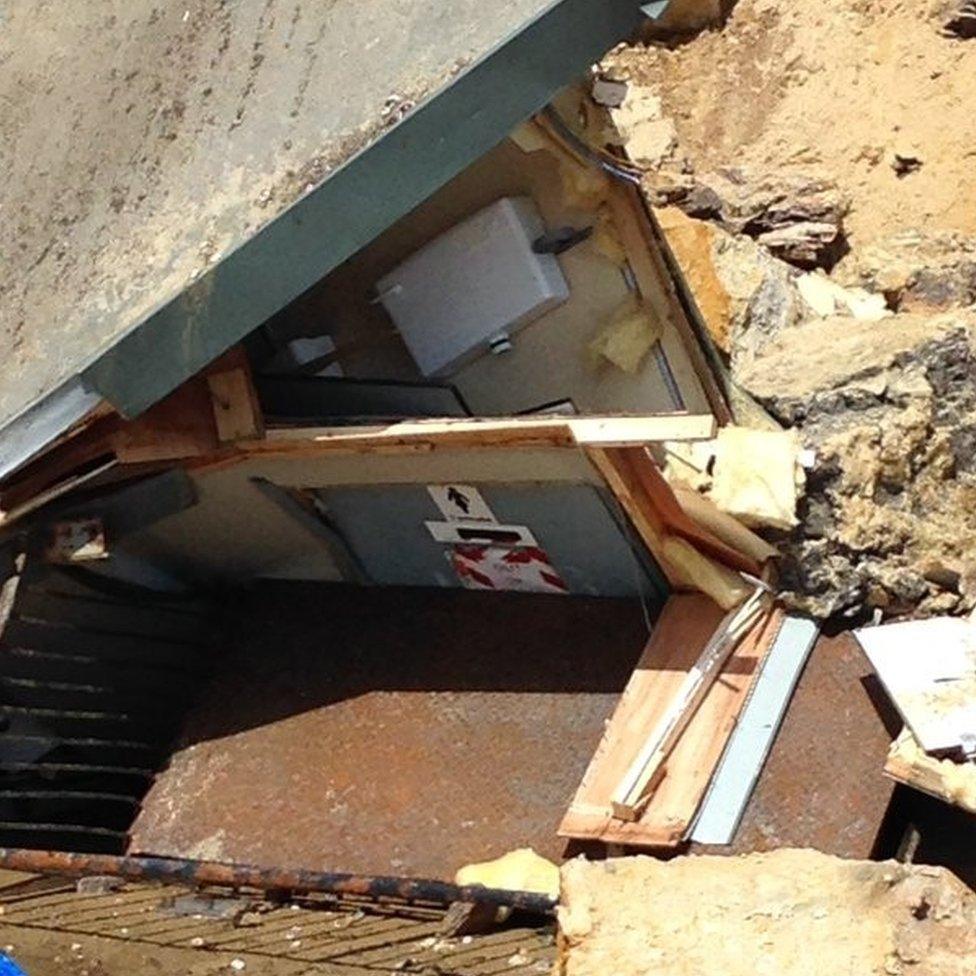 Toilets smashed in landslip