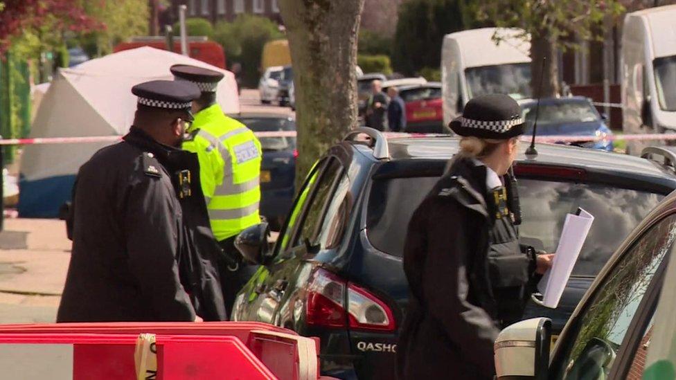 Police on the scene near Longshaw Primary School