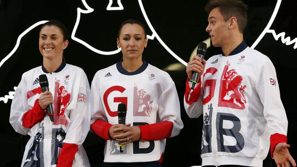 Olivia Breen, Jessica Ennis-Hill and Tom Daley