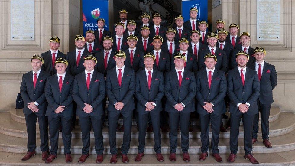 Wales squad for 2023 World Cup after receiving their caps at an official welcome ceremony in Versailles