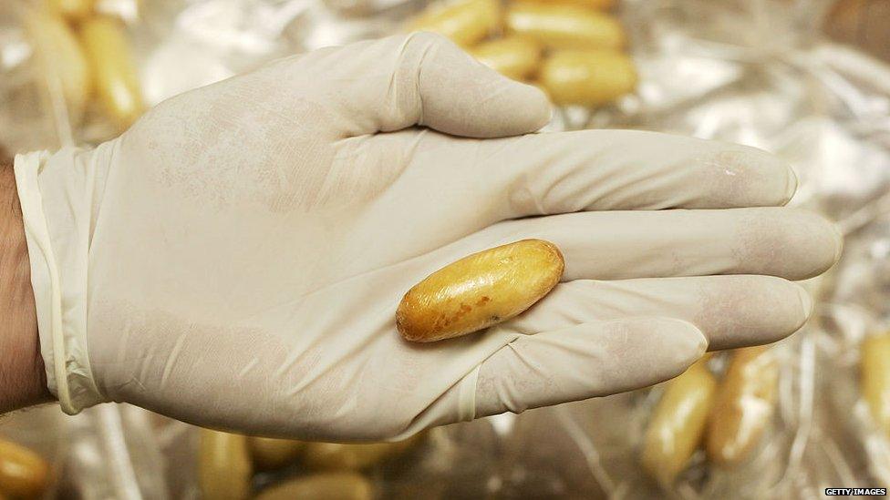 Cocaine can be smuggled across borders in capsules, which are swallowed