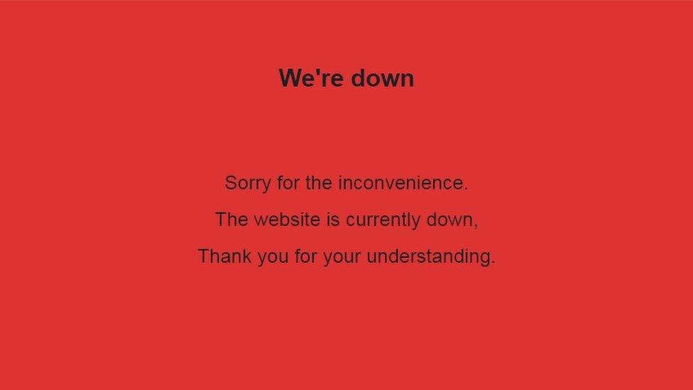 A message on the MWC website saying "we're down"