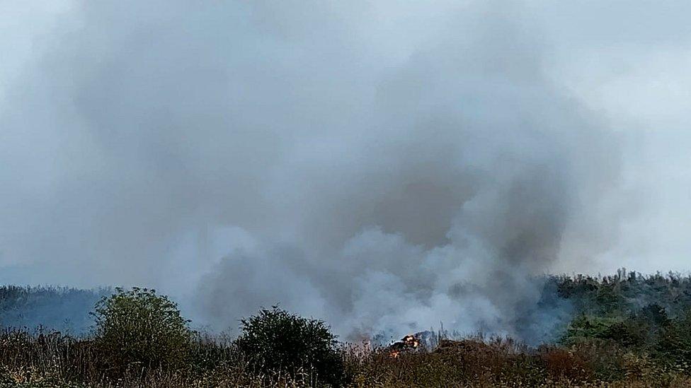 Smoke from the recycling centre fire at Devizes