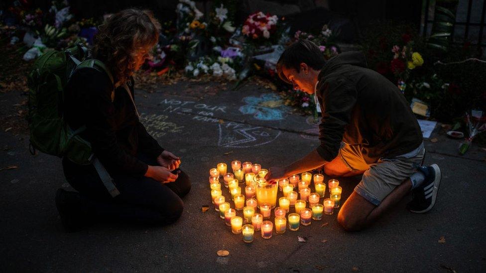 Candles at a vigil for Christchurch