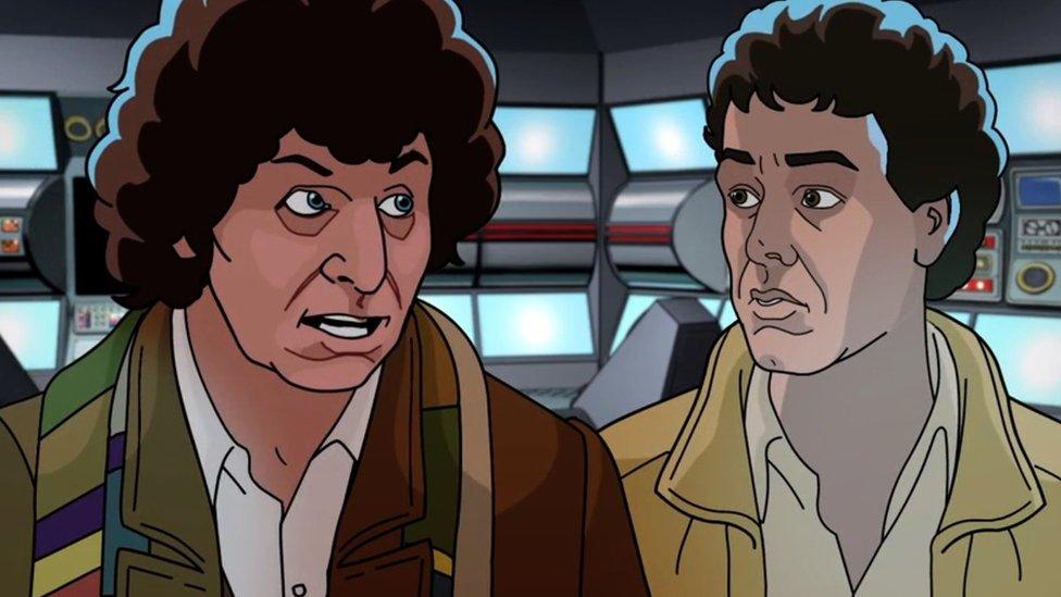 Animated Tom Baker and Daniel Hill in Shada