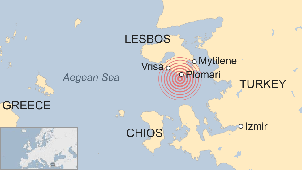 Map showing where earthquake struck