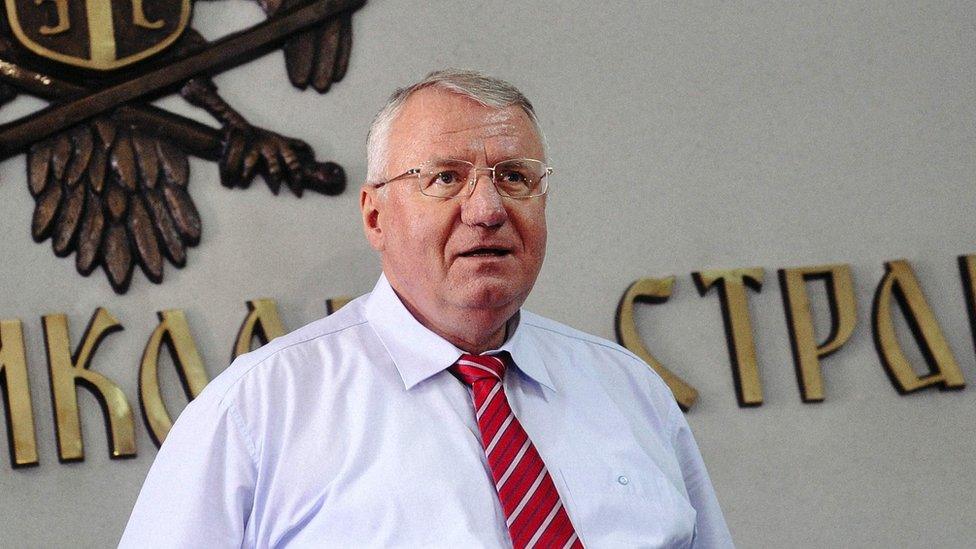 Vojislav Seselj speaks during a news conference in his Radical Party headquarters in Belgrade, 31 March 2016.