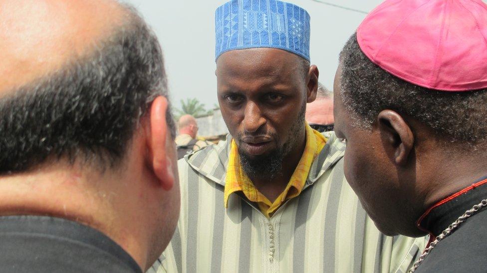 The Papal Nuncio and Archbishop meet the Imam in Bangui